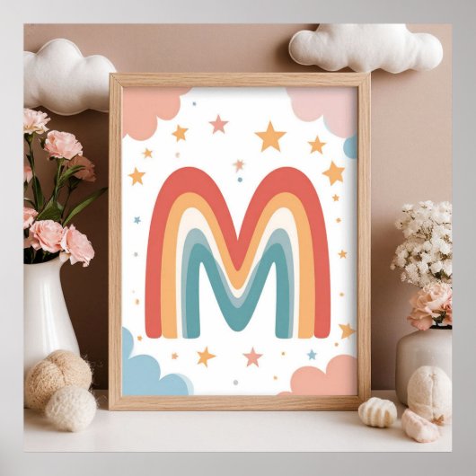 Poster ☁️ Joli monogramme M en forme de lettre initiale ☁ (Devant)