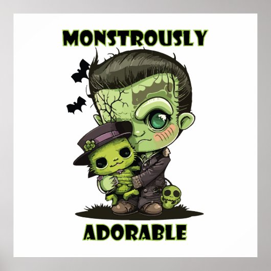 Poster Joli monstre de Frankenstein avec peluche (Devant)
