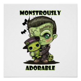 Poster Joli monstre de Frankenstein avec peluche