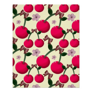 Poster Joli motif de cerise rouge