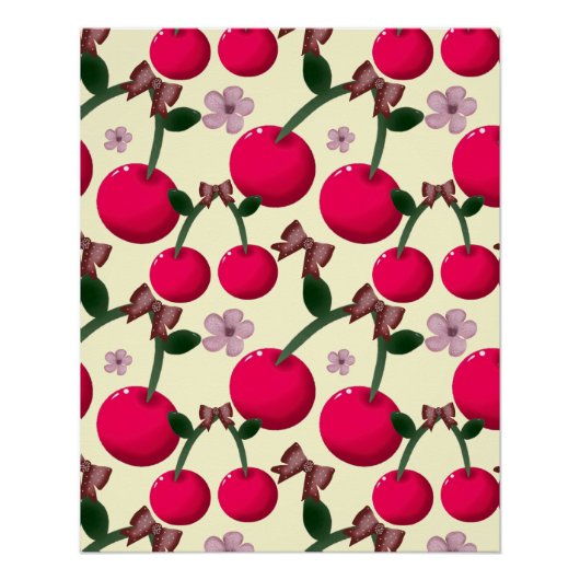 Poster Joli motif de cerise rouge (Devant)