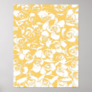Poster Joli Motif d'illustration florale en Jaune