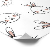 Poster Joli Motif lapin blanc de Pâques (Coin)