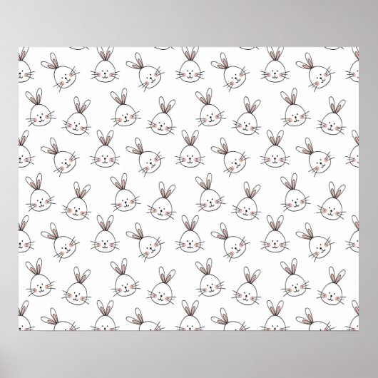 Poster Joli Motif lapin blanc de Pâques (Devant)