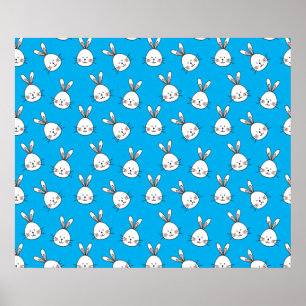 Poster Joli Motif lapin blanc de Pâques