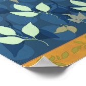 Poster Joli Motif vert et bleu feuilles (Coin)