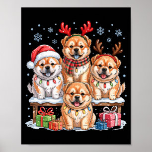Poster Joli Noël Chow Chow Pupes Amoureux des Chiens Drôl