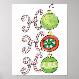 Poster Joli Noël Ho Ho Ho, Sucres de canne Ornements