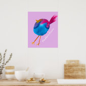 Poster Joli oiseau rose et bleu (Cuisine)