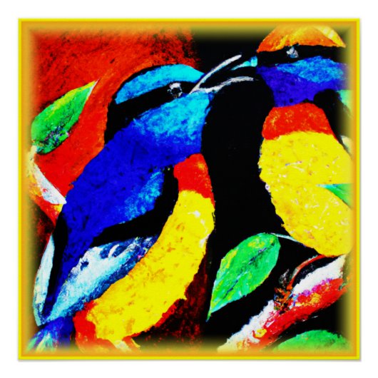 Poster Joli Oiseaux Couple. Commandez dès maintenant (Devant)