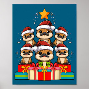 Poster Joli Ornithorynque Le Sapin de Noël Chapeau de Noë