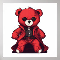 Joli ours en peluche rouge garçon