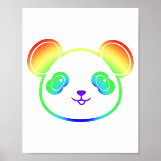 Poster Joli Ours Panda Aux Couleurs De L'Arc-En-Ciel (Devant)