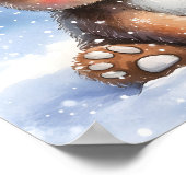 Poster Joli ours polaire de Noël d'hiver aquarelle (Coin)