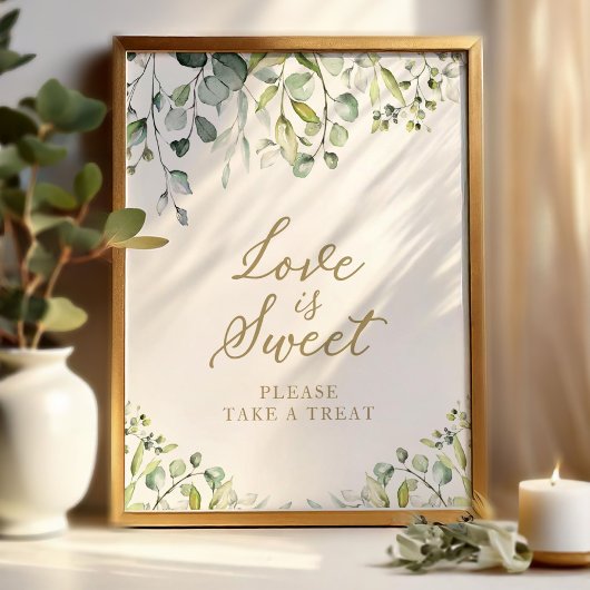 Poster Joli panneau de verdure d'eucalyptus L'amour est d