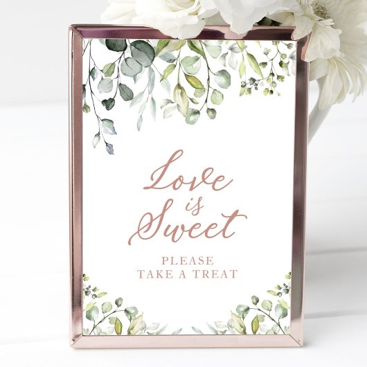 Poster Joli panneau d'eucalyptus verdure L'amour est doux