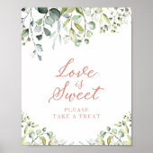 Poster Joli panneau d'eucalyptus verdure L'amour est doux (Devant)