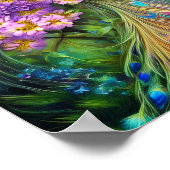 Poster Joli paon bleu et violet fleuri (Coin)