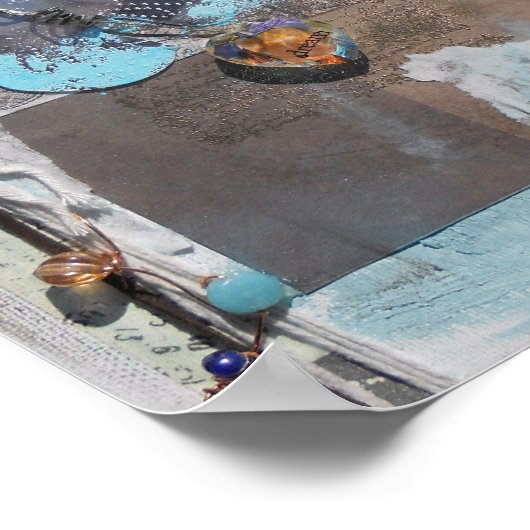 Poster Joli Papillon Avec Coeur Mélange D'Art Média Impri (Coin)