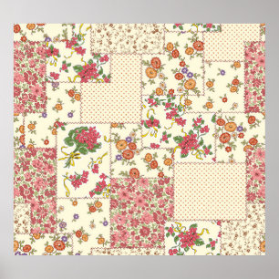 Poster Joli Patchwork Floral Conception transparente