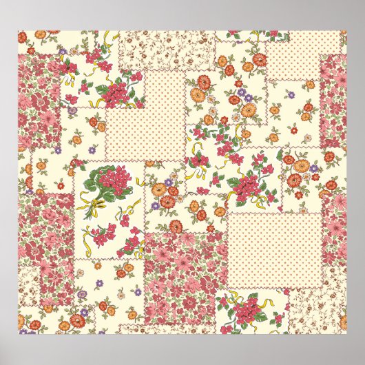 Poster Joli Patchwork Floral Conception transparente (Devant)