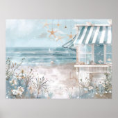 Poster joli paysage de plage illustration aquarelle style (Devant)
