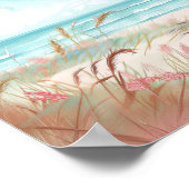 Poster joli paysage de plage illustration aquarelle style (Coin)