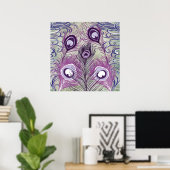Poster Joli Peacock Violet Plumes Design élégant (Bureau à domicile)