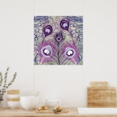 Poster Joli Peacock Violet Plumes Design élégant (Cuisine)