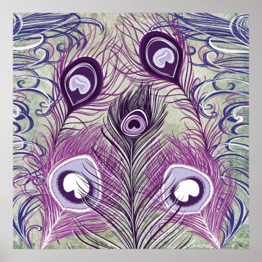 Poster Joli Peacock Violet Plumes Design élégant (Devant)