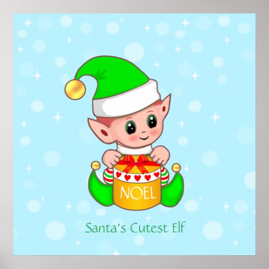 Poster Joli petit aide du Père Noël de Noël (Devant)