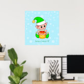 Poster Joli petit aide du Père Noël de Noël (Bureau à domicile)