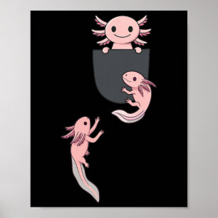 Poster Joli petit axolotl jouant en grimpant dans la poch