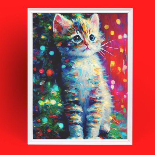 Poster Joli petit chat de Noël 