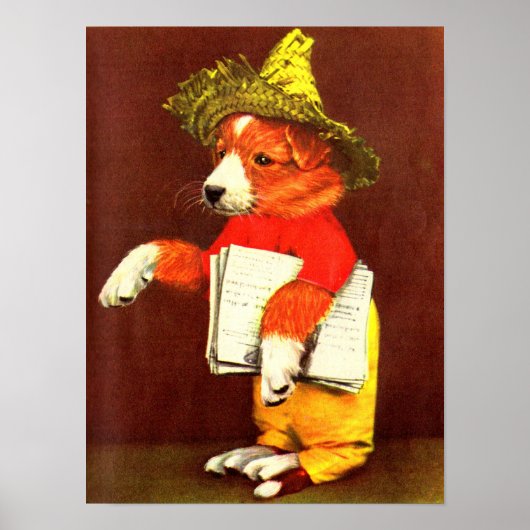 Poster joli petit garçon de chiot habillé (Devant)