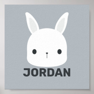 Poster Joli petit lapin avec nom personnalisé Po
