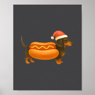 Poster Joli petit Noël drôle de saucisse de dachshund de