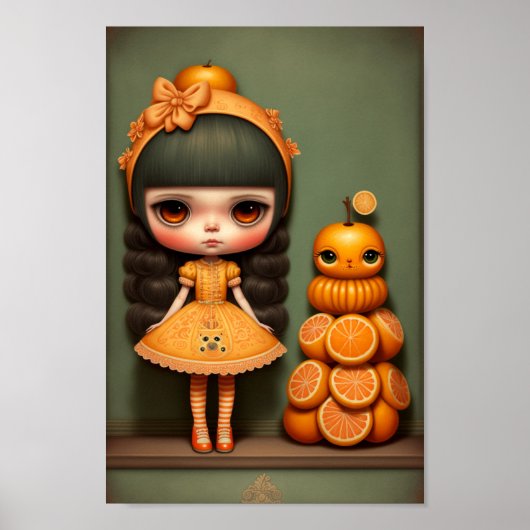 Poster Joli Petit Orange Petit Art Fille Douce (Devant)