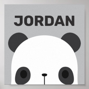 Poster Joli petit ours panda avec nom personnalisé
