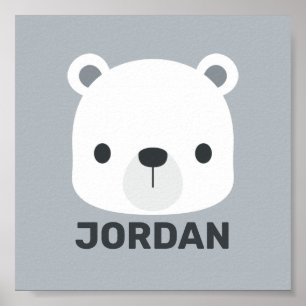 Poster Joli petit ours polaire avec nom personnalisé