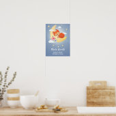 Poster Joli petit renard sur la baby shower de la lune (Cuisine)