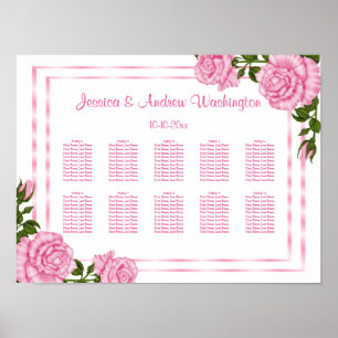 Poster Joli Pink Corner Bouquets Mariage Sièges Graphique