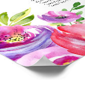 Poster Joli plan de table de Baby Shower floral rose (Coin)