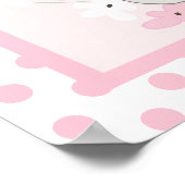 Poster Joli Pois Eléphant Rose Baby shower Fleurs (Coin)