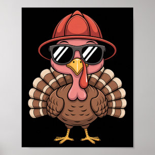Poster Joli pompier visage de poulet lunettes de soleil f