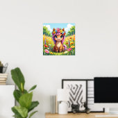 Poster Joli poney avec fleurs (Bureau à domicile)