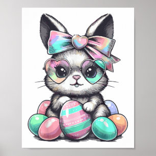 Poster Joli Rabbit Face Tie Dye Gles Oeufs Bunny Pâques D