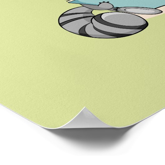 Poster Joli raton laveur lecture livre chambre bébé poste (Coin)