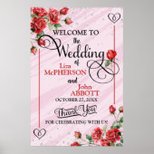 Poster Joli Red Roses Mariage Bienvenue (Devant)