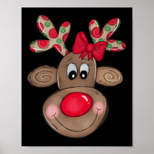 Poster Joli Reindeer Joyeux Marque De Noël Filles Enfants